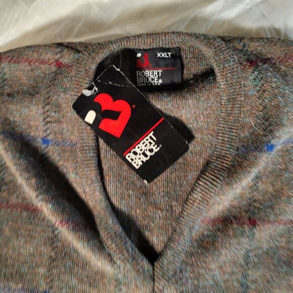 VTG Sweater Vest Grandpa Core Robert Bruce 2XL V Neck USA Brown Nerd Plaid New - Picture 5 of 10